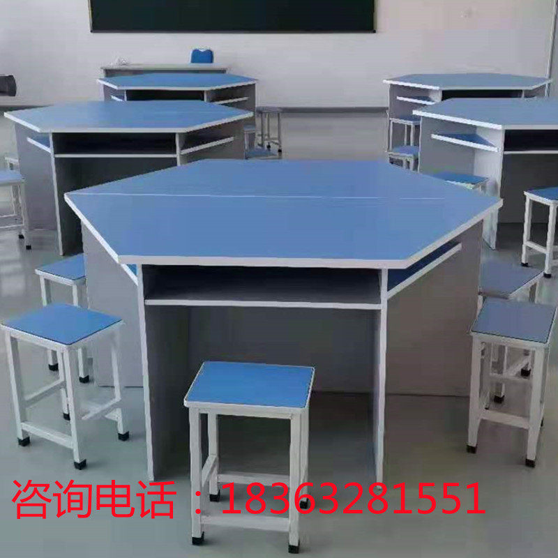 Primary and secondary school aluminum wood hexagonal table octagonal table scientific experiment physical chemistry experimental table hexagonal computer table