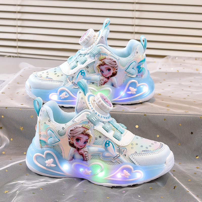 Light-Up Kidsren's Princess Shoes, Girls' Sneakers, 2026 Spring and Autum New Style Girls' Mesh Shoes, Breathable Baby Light-Up Shoes