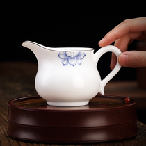 Transparent white porcelain Thin tire Blue Lotus ceramic handmade hand-painted public Road Cup pour tea cup tea tea kung fu tea