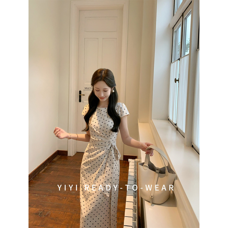 Yiyijia Petite [Polka Dot Waltz] Tencel Linen Blend Dress Women's Summer 2026 Polka Dot Dress