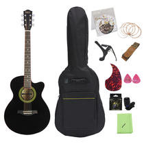 IRIN Acoustic Guitar Black Notched 40 inch Beginner GUITAR Beginner STARTER Practice Piano Unisex