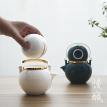 Fast guest Cup One Pot Two Cups ceramic kung fu tea set outdoor portable bag travel tea set set Small set