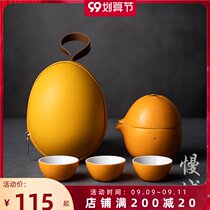 Slow city explosive travel tea set set portable ceramic fast guest Cup one pot three cups home creative kung fu bubble teapot