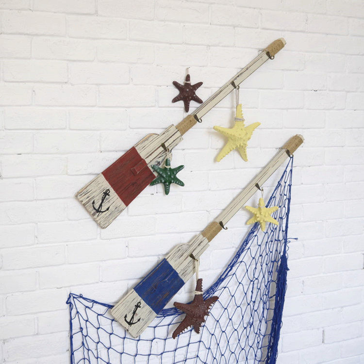 Mediterranean style creative home decoration wall hanging wall decoration props decoration old retro solid wood paddle hook
