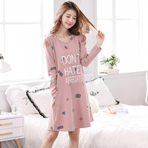 Long Sleeve Nightdress Ladies Spring and Autumn Long Cotton Dress Autumn Spring Autumn Cotton Pajamas 20