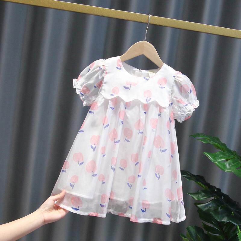 Girls dress 2021 new summer dress Western style children's clothing baby thin Chiffon princess skirt children's Korean skirt