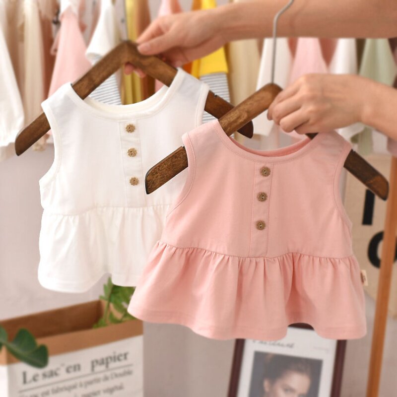 Baby Vest Woman Summer Thin pure cotton female baby harness girl with undershirt T-shirt girl child blouse