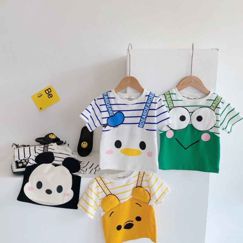 Boy cute cartoon blouses two 2021 Summer new children baby cotton short sleeve T-shirt tide