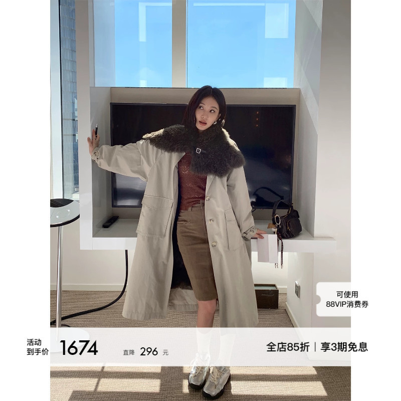Aying Fur's "Urban Explorer" Mid-Length Trench Coat Parka, Barn Style Women's Fur Coat Jacket Aying Fur's "Urban Explorer" Mid-Length Trench Coat Parka, Barn Style Women's Fur Coat Jacket