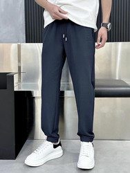 Trendy boys spring new fashion versatile slim embroidered casual sports pants ຂາສັ້ນ leggings stretch ສີຂີ້ເຖົ່າ