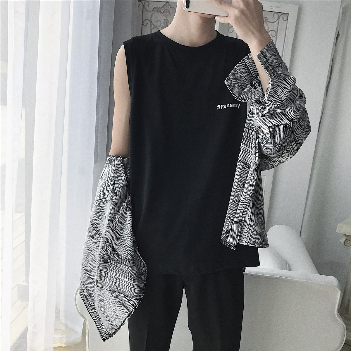 Melody windmill men's vest Student printing pullover loose sleeveless t-shirt summer Korean version of the trend waistcoat base