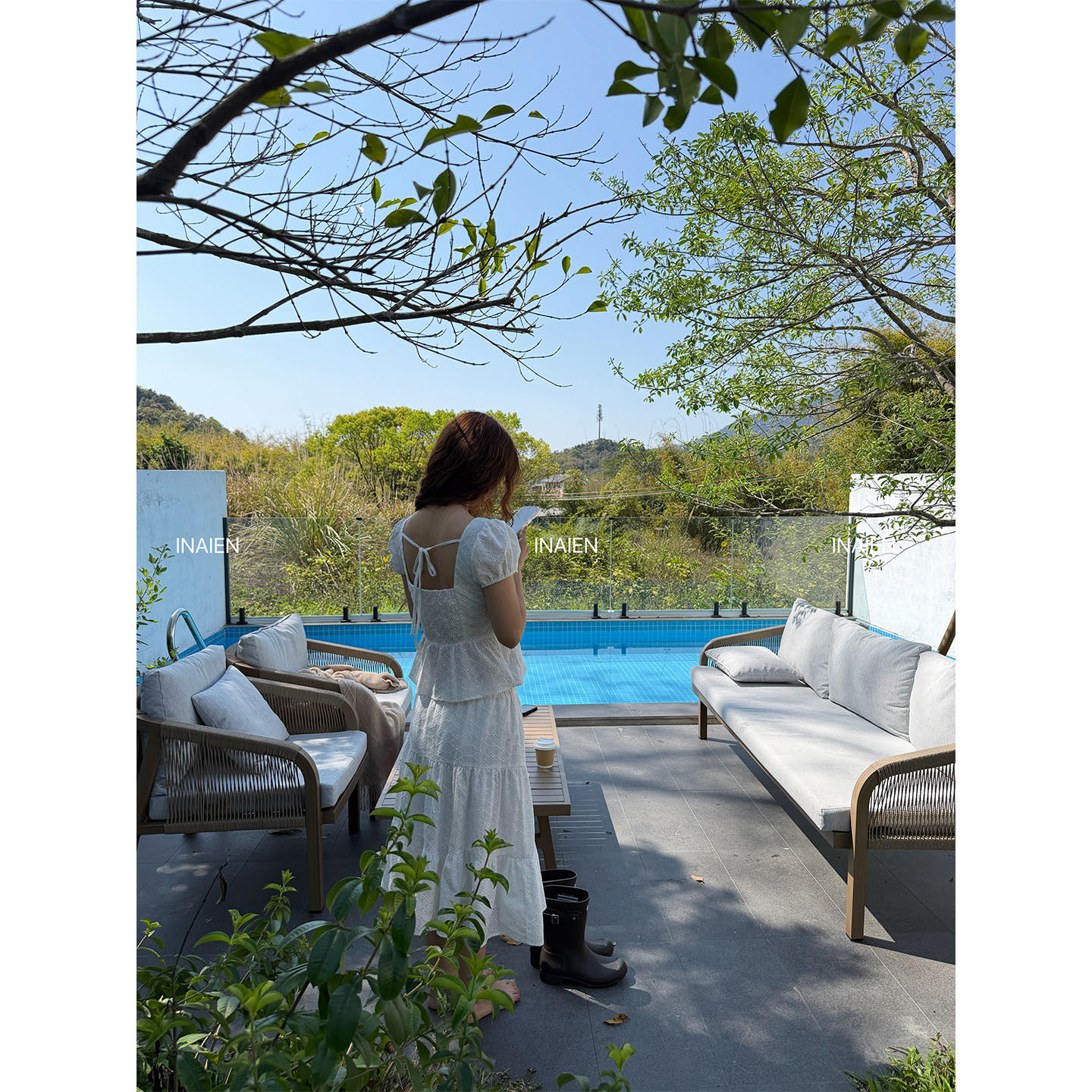 INAIEN26 ранняя весна "беглая принцесса" юбка с утяжкой на талии весна-лето