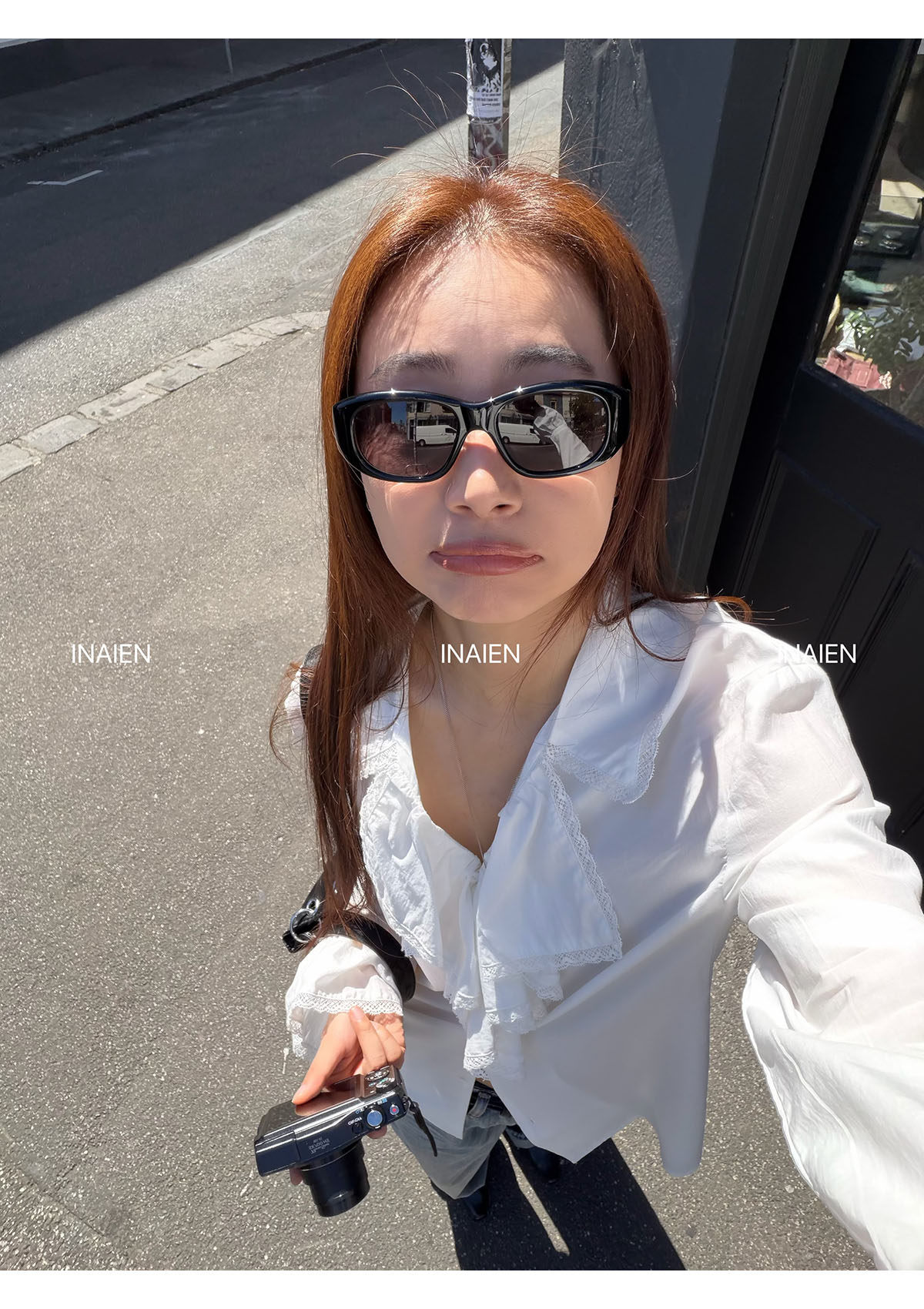 INAIEN笑笑家 джинсы дымчато-синие 2026 новая модель женские широкие брюки