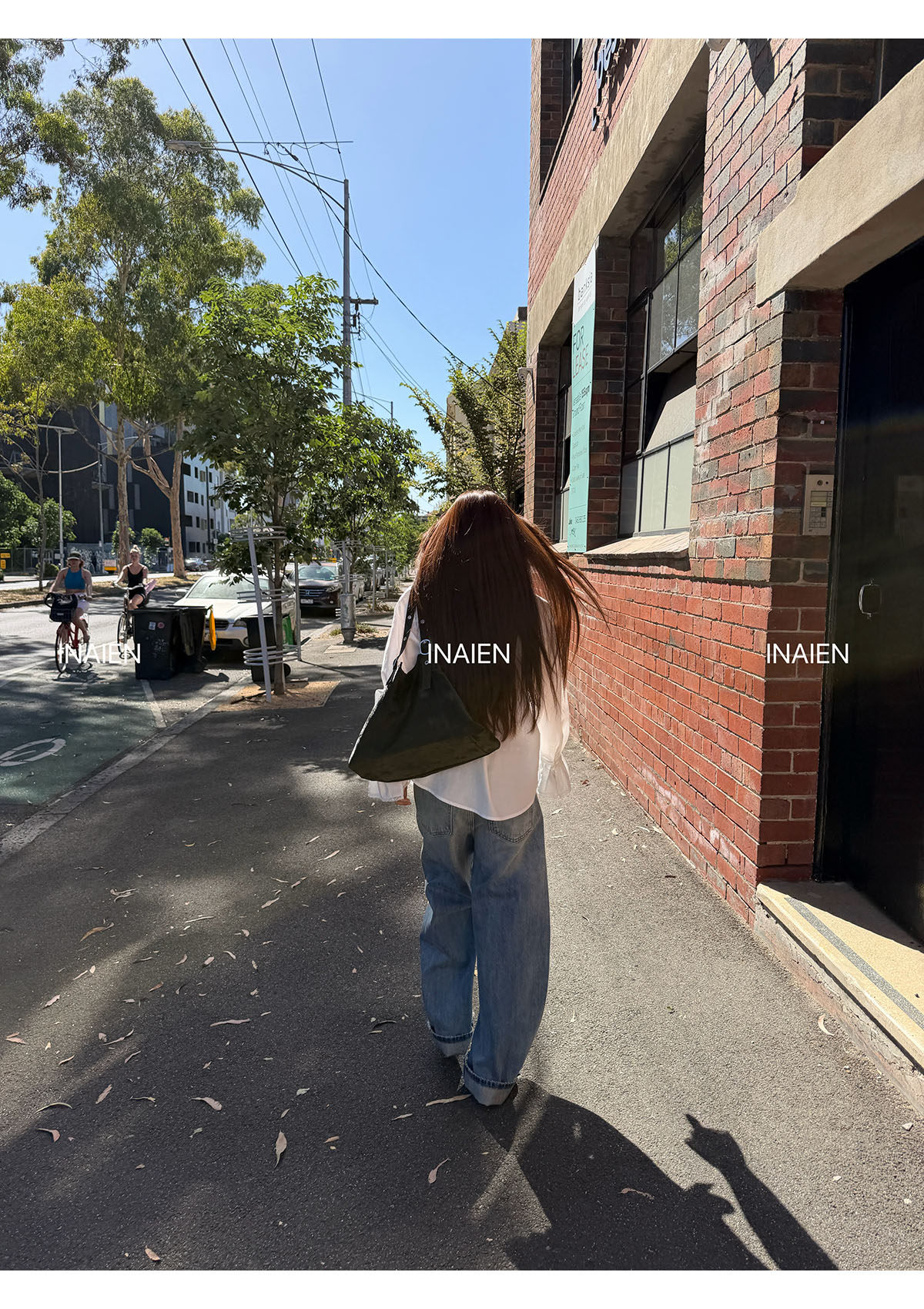 INAIEN笑笑家 джинсы дымчато-синие 2026 новая модель женские широкие брюки