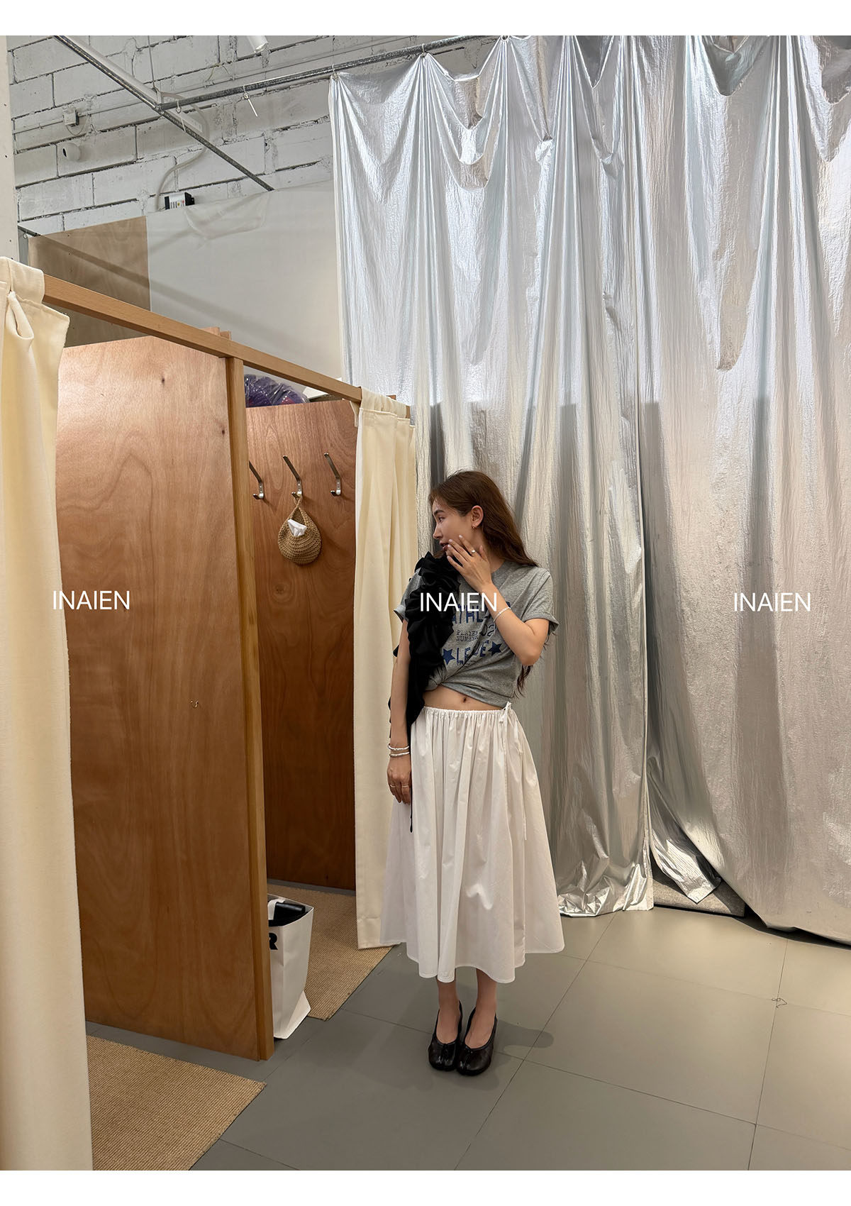 INAIEN笑笑家 "Вальс" уникальная красивая полуюбка скрывающая недостатки фигуры на весну 2026