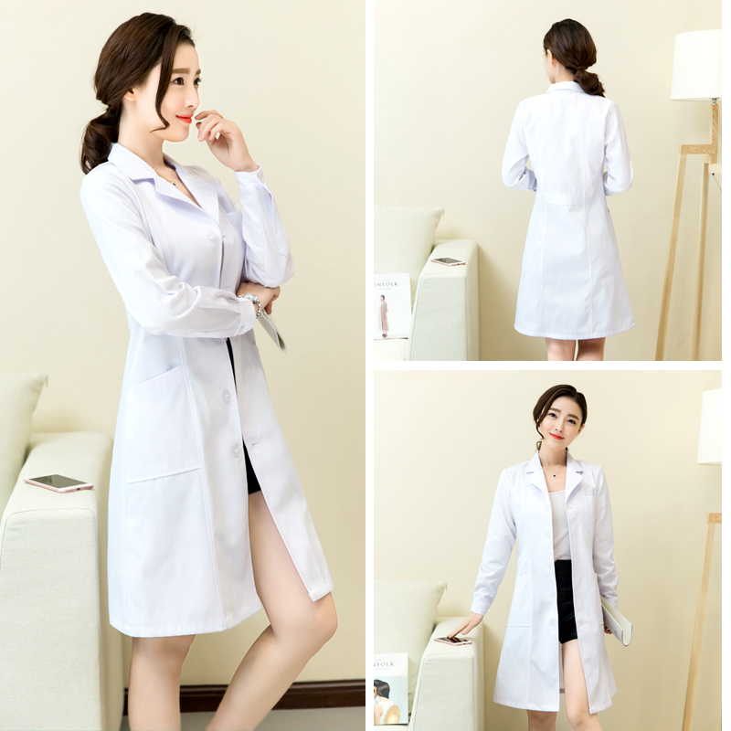 Bai Dayi long-sleeved nurse suit summer short-sleeved physician Slim waist male and female students lab doctor uniforms