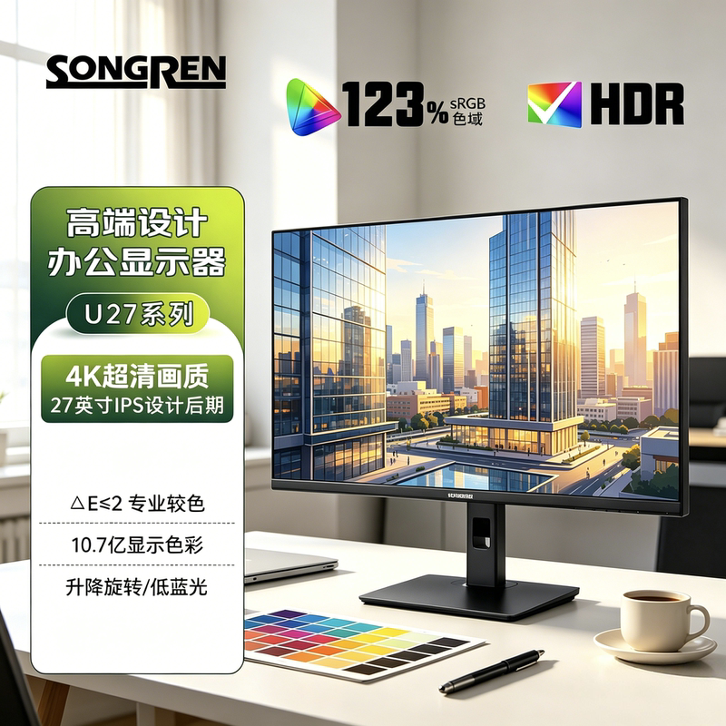 Songren 27inch Monitor 4K Ultra Hd Ips Photography Editing Display Screen with Rotating and Adjustable Stand for Laptop Songren 27inch Monitor 4K Ultra Hd Ips Photography Editing Display Screen with Rotating and Adjustable Stand for Laptop