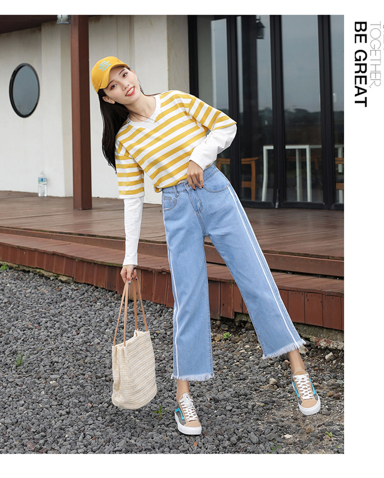 Quần jeans nữ mùa hè 2018 mới phiên bản Hàn Quốc của nữ sinh viên mỏng bf hoang dã thẳng 9 điểm quần ống rộng nữ xuân hè thoi trang nu