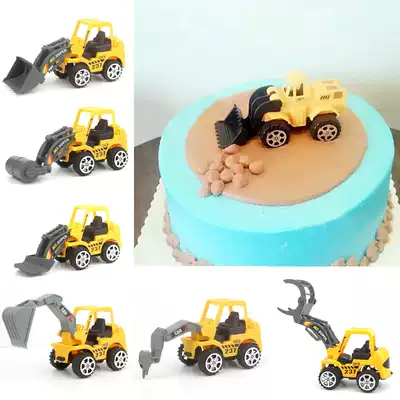 Children's Day Engineering car cake decoration Excavator bulldozer stacker Soil compactor Children's Day Birthday decoration