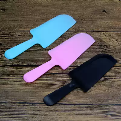 Color toothed cake knife Disposable transparent plus black plastic knife and fork holder knife cake cutter with independent packaging