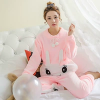 Mùa thu và mùa đông dễ thương kích thước lớn tay dài dày Shan ấm áp đồ ngủ cashmere ấm áp phù hợp với phụ nữ ngọt ngào flannel dịch vụ nhà mùa đông những kiểu đồ bộ đẹp