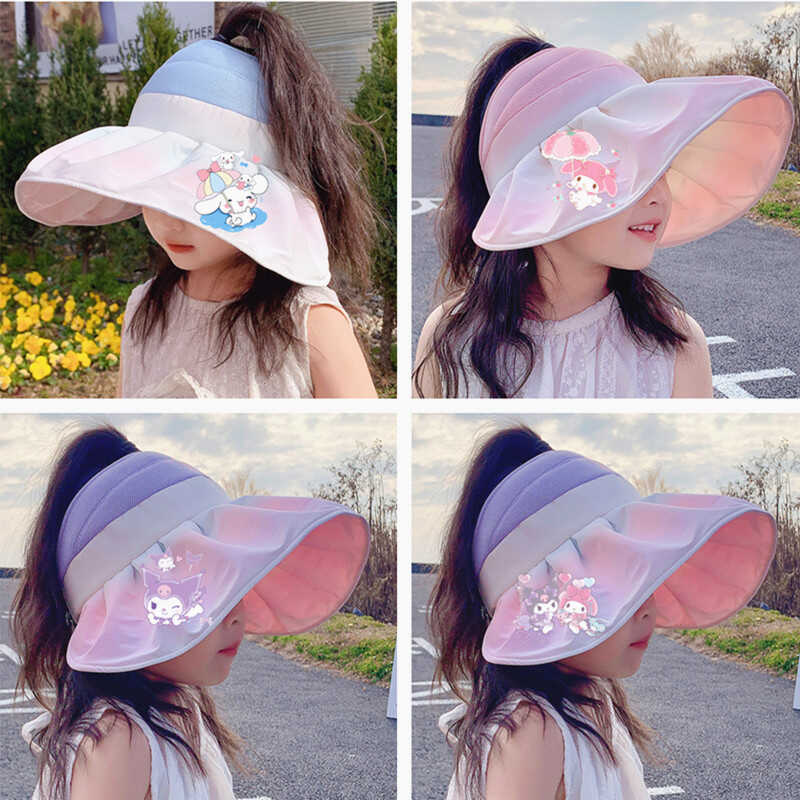 Sun Protection Hat, Summer Uv Protection, Black Rubber Headband, Colorful Gradient Shell Hat, Sunshade for Adults, Children, Students, Cartoon