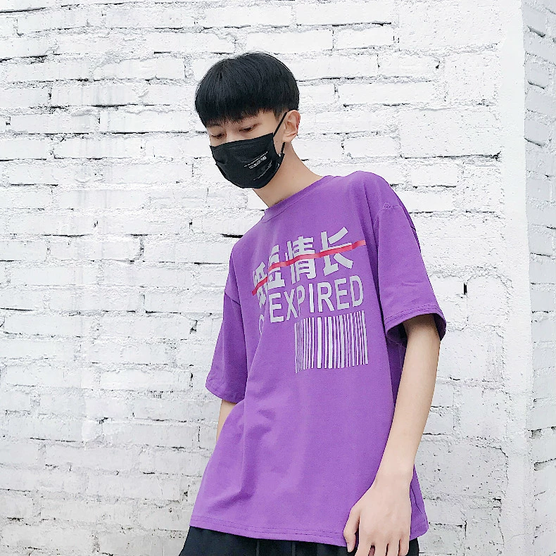 2018 net red với áo sơ mi lỏng hoang dã in văn bản giấy ngắn tình yêu dài tay áo t-shirt nam giới và phụ nữ những người yêu thích triều