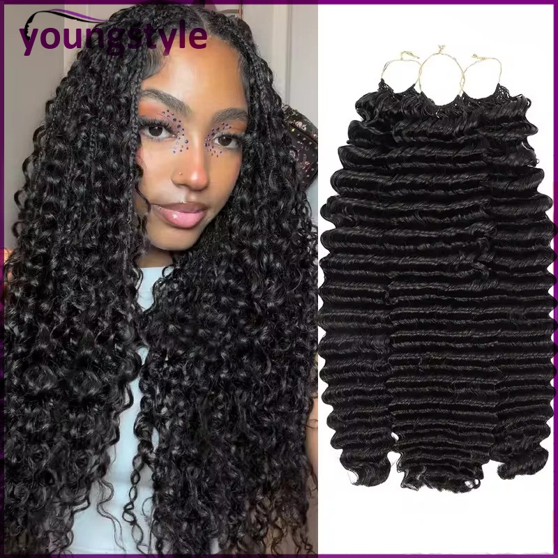 Deep Wave Feather Crochet Human Hair Extensions For Braiding
