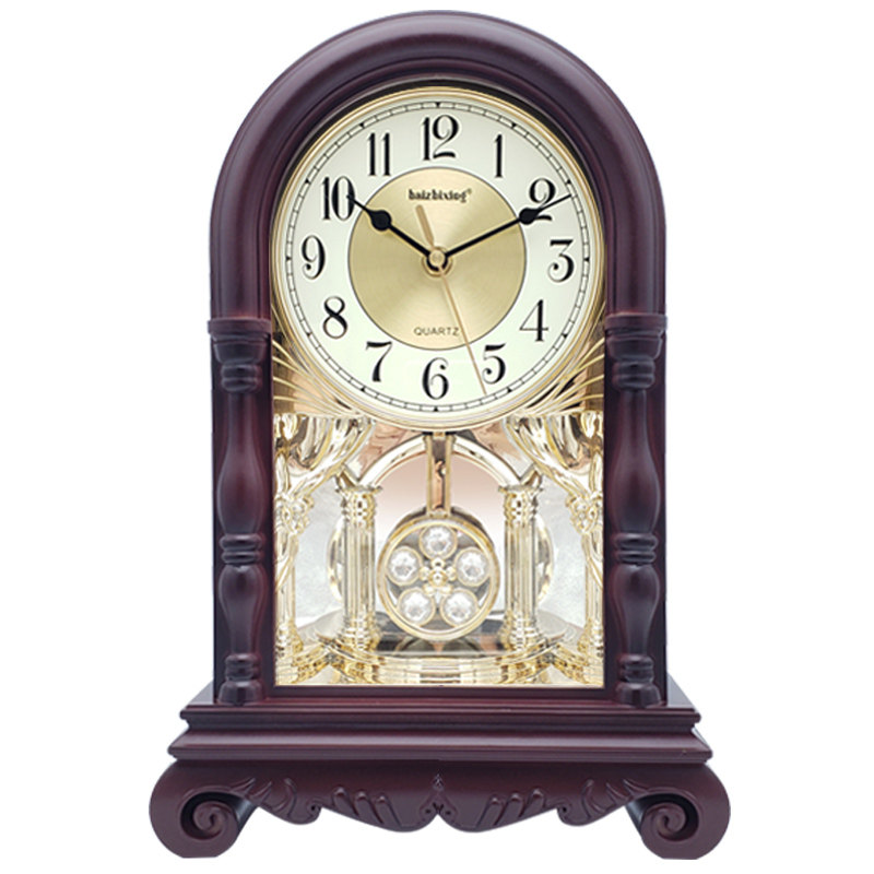 New Chinese-Style Desk Clock, Creative Time-Telling Clock, Luxurious Living Room European-Style Retro Home-Use Antique-Style Tabletop Swing Clock, Silent