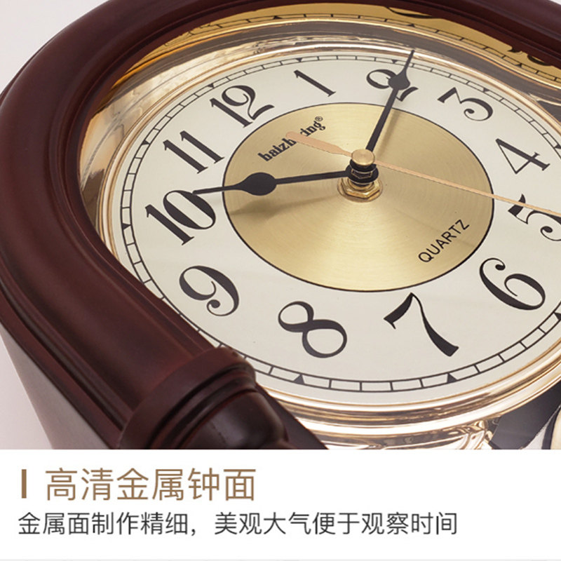 New Chinese-Style Desk Clock, Creative Time-Telling Clock, Luxurious Living Room European-Style Retro Home-Use Antique-Style Tabletop Swing Clock, Silent