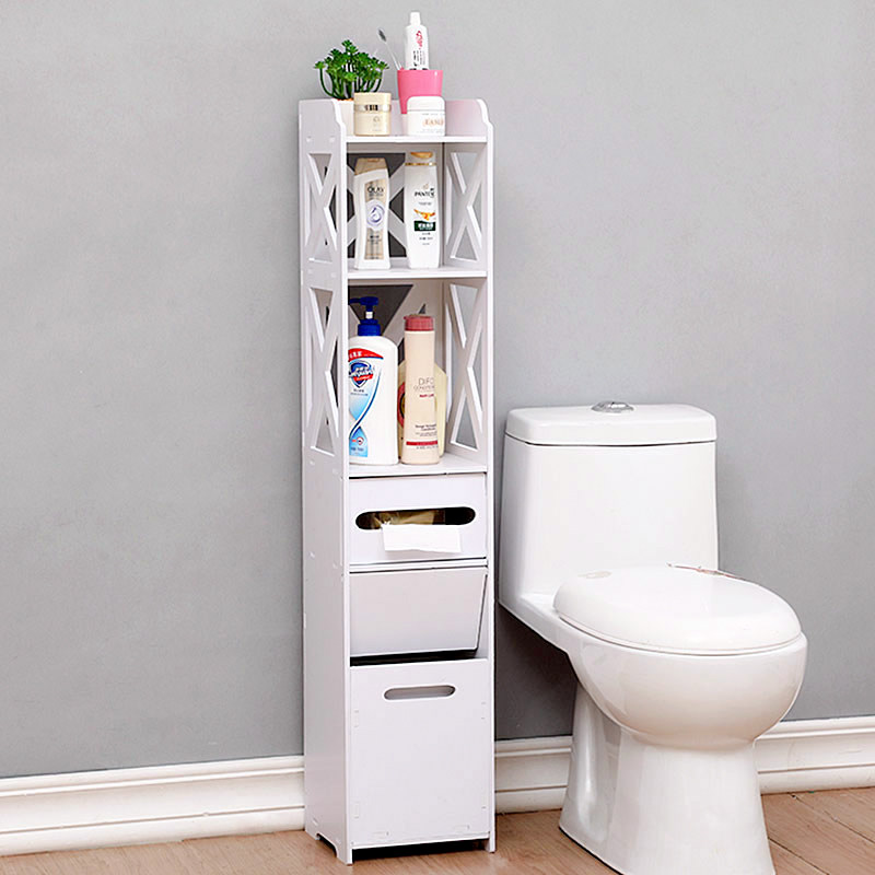 Bathroom floor-to-ceiling waterproof shelf toilet narrow cabinet toilet side cabinet bathroom crevice storage cabinet bathroom locker