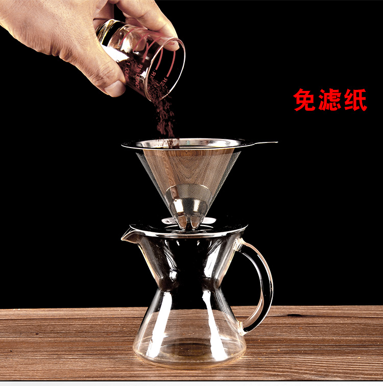 Bộ lọc cà phê rửa tay bằng thép không gỉ 304 mã hóa siêu mịn lọc hộ gia đình không có bộ lọc tách rời - Cà phê bình pha cà phê kiểu pháp