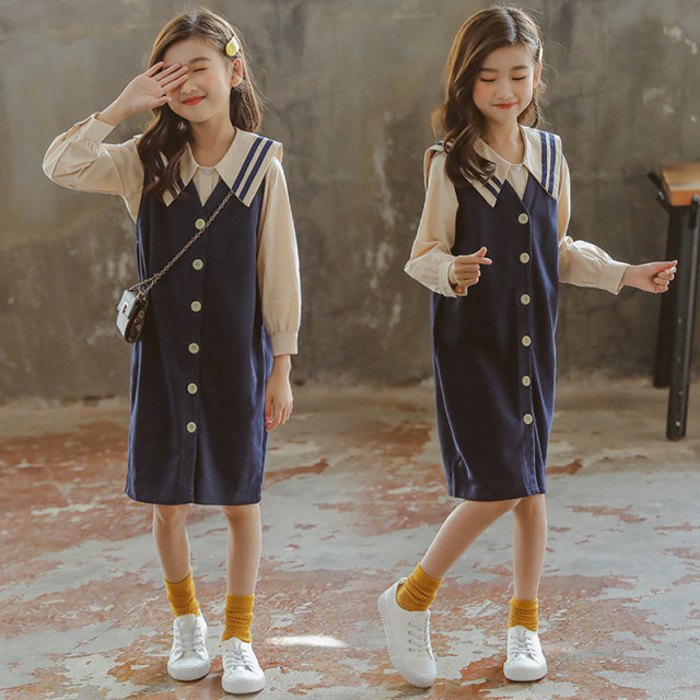 Girls' college style suit skirt children's foreign style autumn clothes 2022 new middle school students' fashionable shirt two-piece set