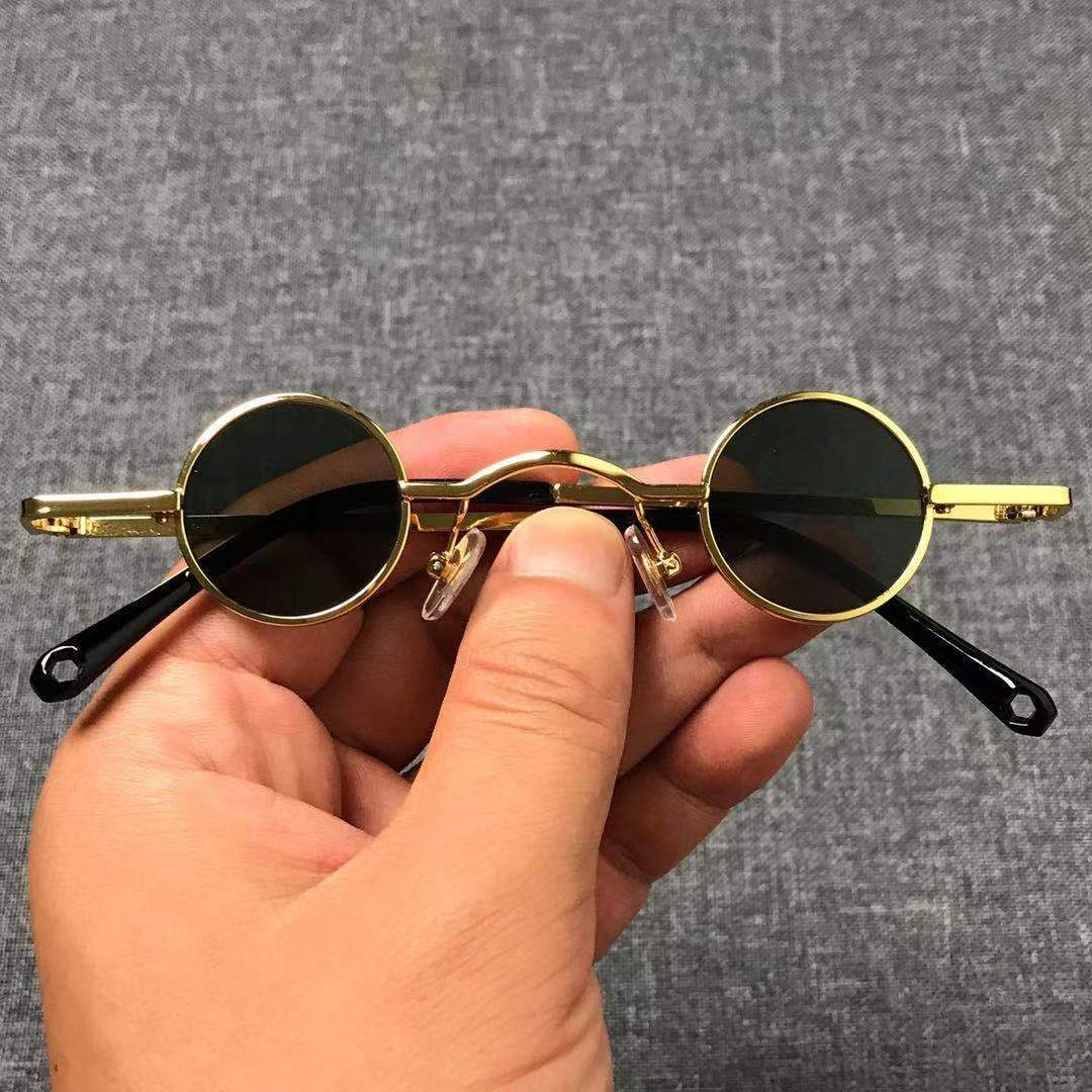 Punk round ink mirror taiko glasses retro sunglasses for men and women surgmy with a little frame and a hip-hop concave styling-Taobao