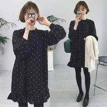 Ocean Gas Pregnant Woman Autumn Clothing Suit Fashion style Loose Long style Spring and autumn blouses big code Conspicuge Blouse Shirt Bottom Dress