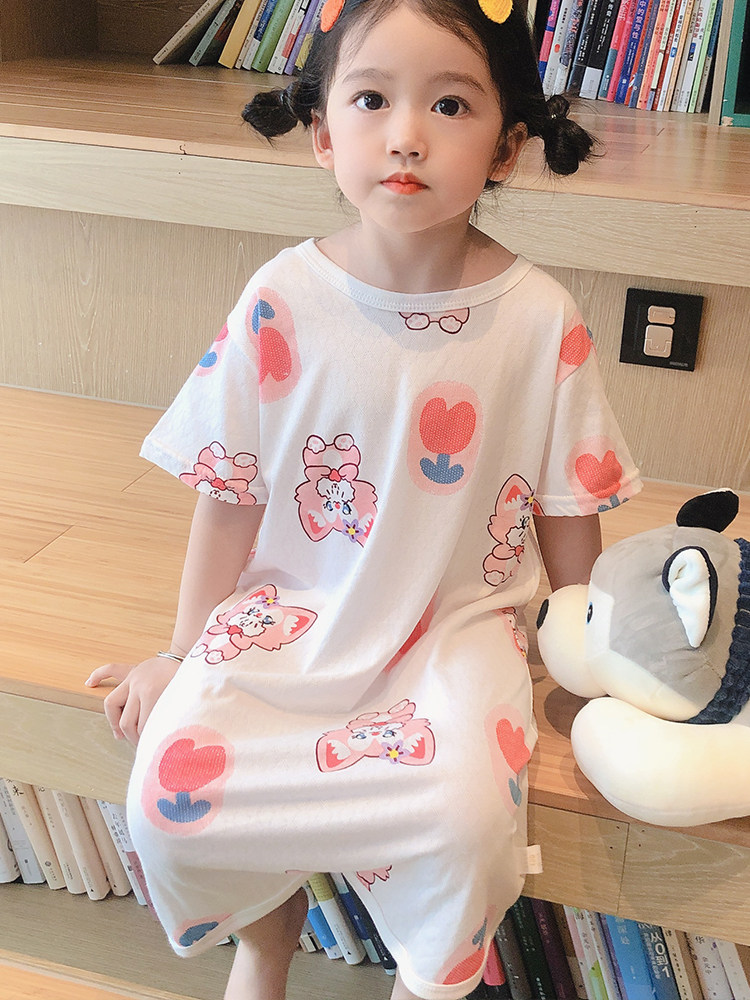 CHILDRENS PAJAMAS SUMMER ONE-PIECE THIN COTTON BABY SHORT SLEEVES SUMMER AIR-CONDITIONED ROOM CLOTHES BOYS AND GIRLS KICK-PROOF SLEEPING BAGS