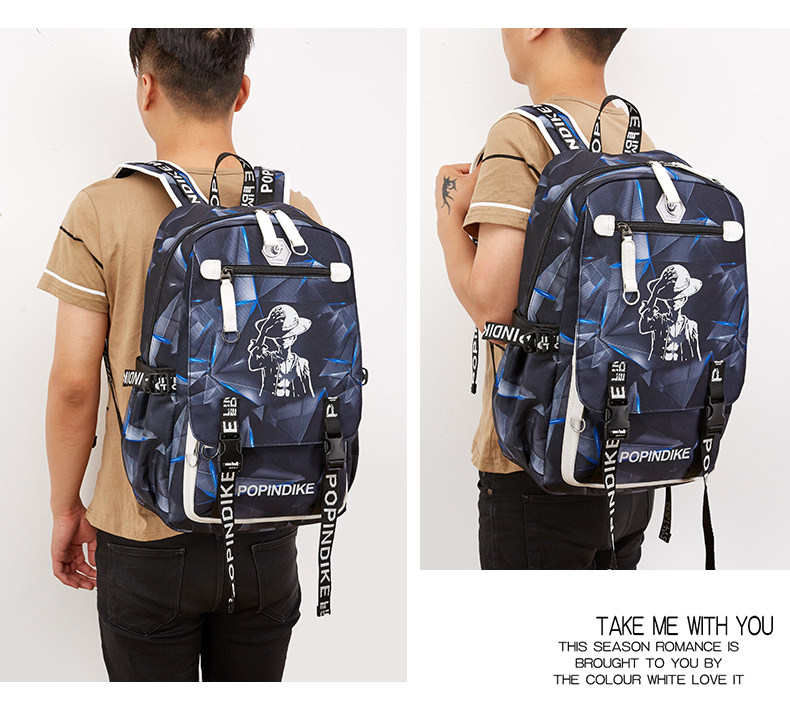 One Piece Schoolbag Men 2018 Xu hướng thời trang mới Cá tính Học sinh trung học Ba lô Canvas Ba lô Học sinh trung học cơ sở balo nữ cao cấp