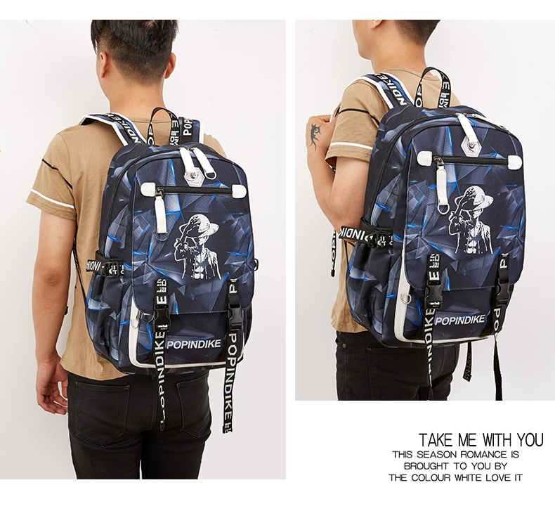 One Piece Schoolbag Men 2018 Xu hướng thời trang mới Cá tính Học sinh trung học Ba lô Canvas Ba lô Học sinh trung học cơ sở balo nam đi làm