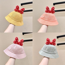 ~ Childrens hat Korean version of spring and autumn cute bow baby fishermans hat male and female child shade baby cap Super