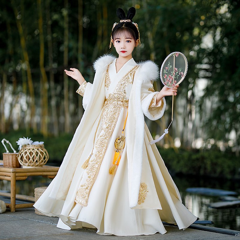 Girls' Chinese style super fairy high-end Hanfu children's ancient style Tang suit New Year's greetings little girl ancient costume