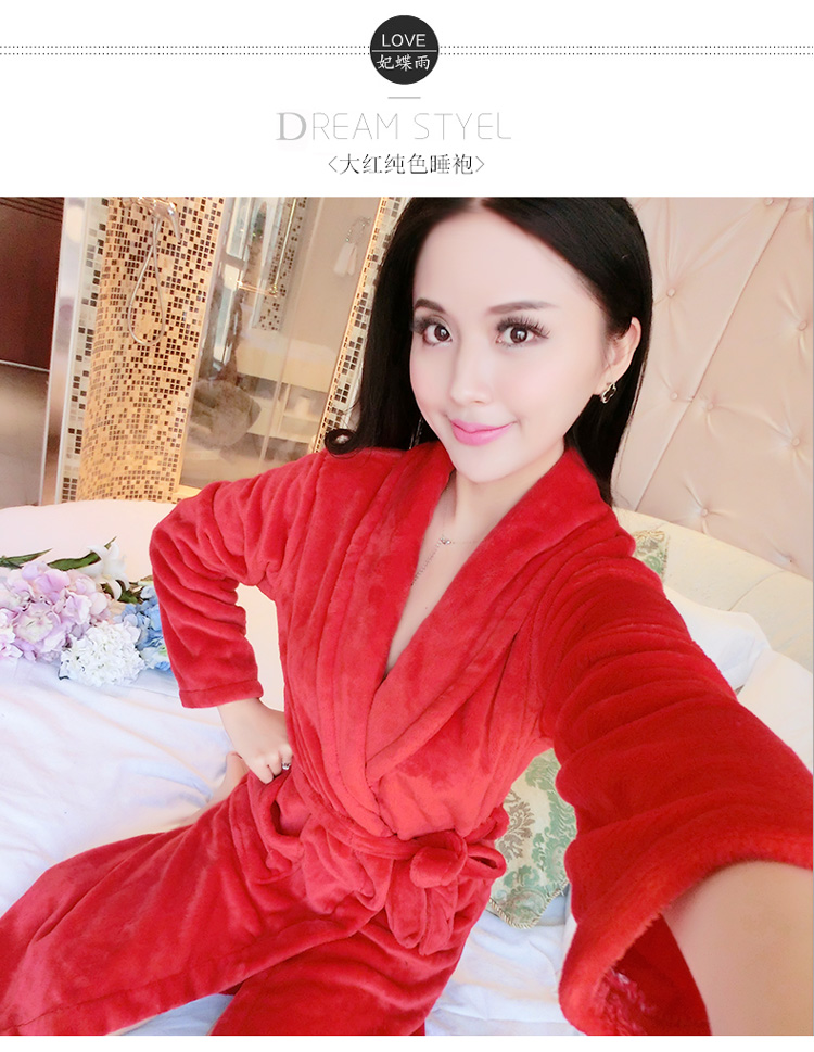 Áo choàng tắm mùa đông áo choàng nữ mùa thu và mùa đông san hô nhung áo choàng mùa đông dày flannel đồ ngủ liền kề áo choàng tắm kích thước lớn áo ngủ