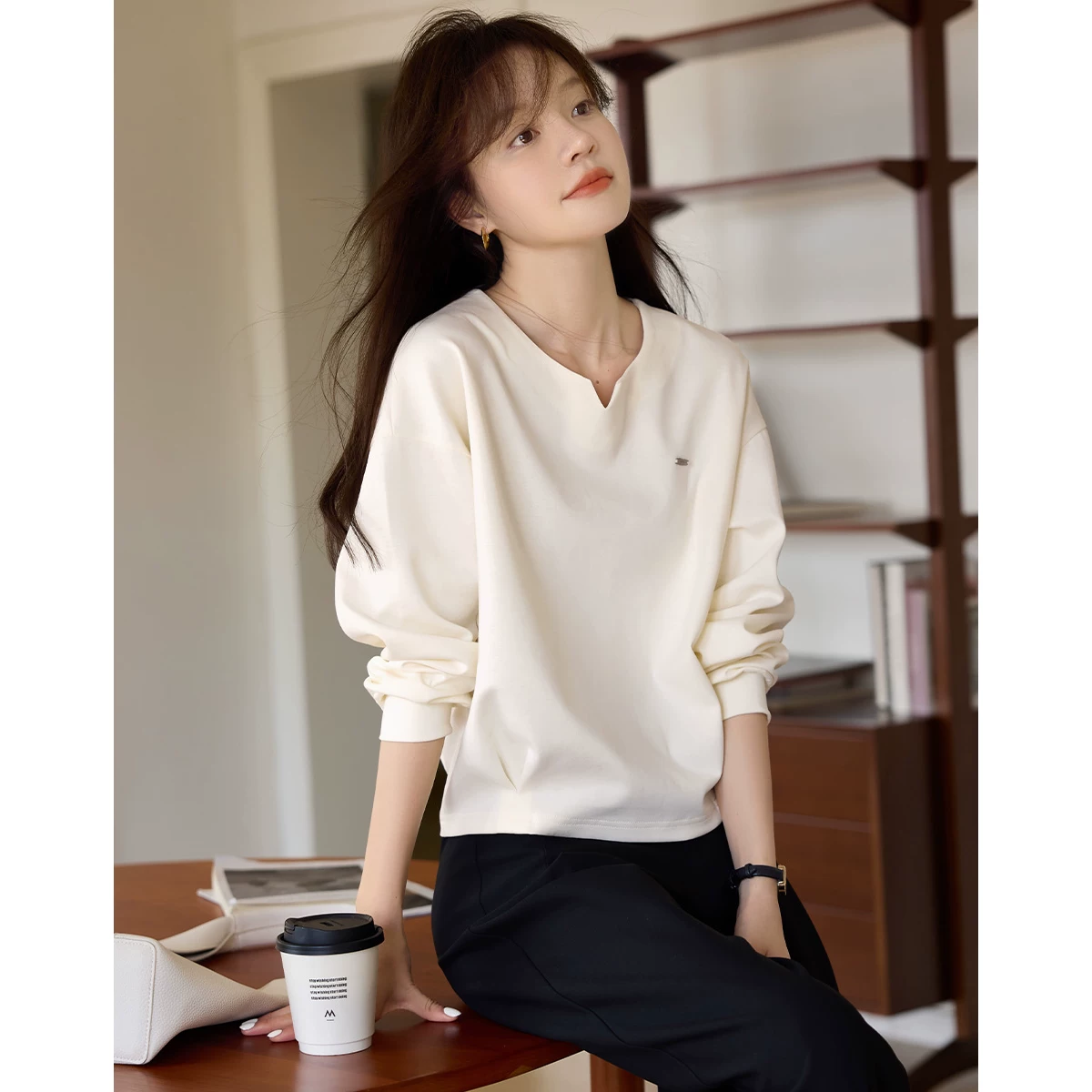 Узкий бандаж для отдыха, свитшот летний oversize, V-образный вырез