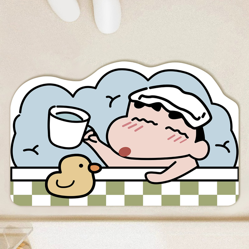Cartoon Crayon Shin-Chan Bathroom Absorbent Floor Mat, Toilet Diatom Mud Quick-Drying Carpet, Non-Slip Foot Mat