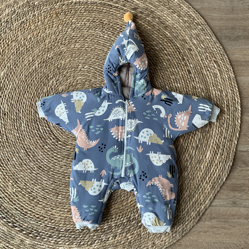 Newborn baby boys and girls baby cute winter hooded long-sleeved zipper cotton clothes outing clothes long climbing sleeping bag