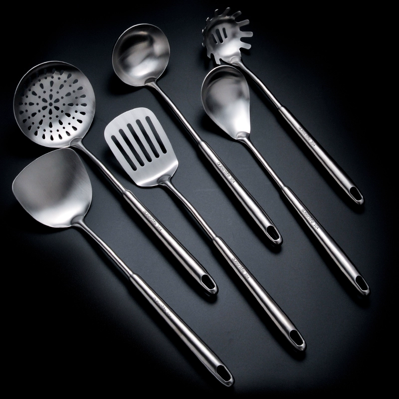Bộ dụng cụ nhà bếp bằng thép không gỉ 304 Đức nhập khẩu thìa nấu xẻng xẻng muỗng đặt bộ bảy mảnh đầy đủ bộ dụng cụ nấu ăn - Phòng bếp