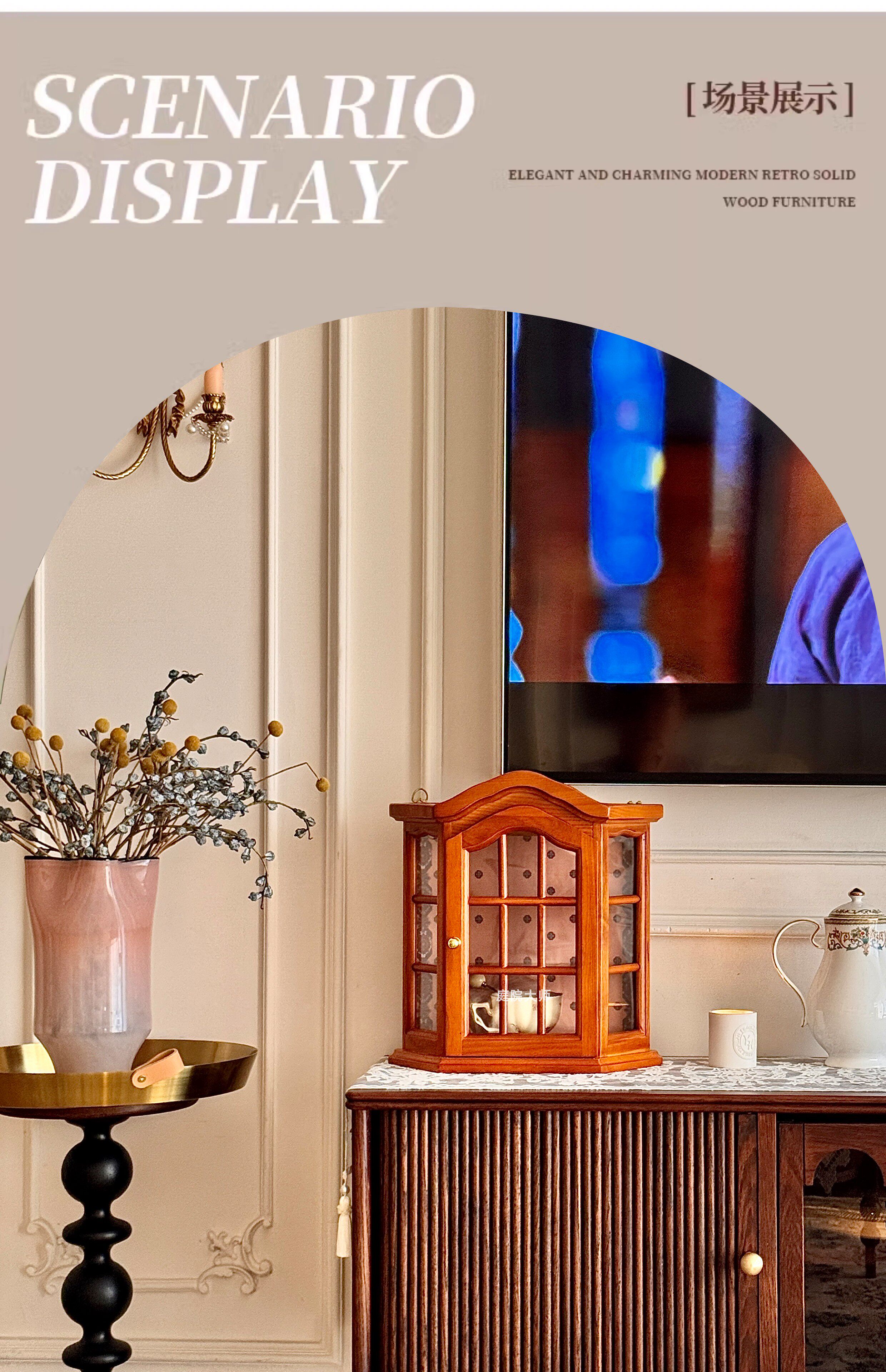 шкаф для ванной 中古陈列杯子置物架覆古杯架咖啡杯收纳层架实木靠墙挂式壁橱展示架 Other home