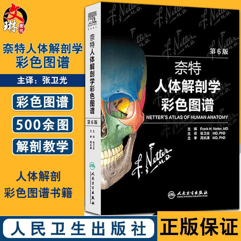 Knight Color Atlas of Human Anatomy 6th Edition Translation Edition 6th Edition Bilingual Full Color Map Zhang Weiguang MDPhD Translation People's Health Publishing House 9787117210294