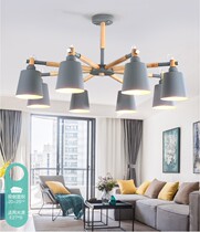 National log Nordic minimalist living room dining room study chandelier modern simple solid wood bedroom hanging lamps