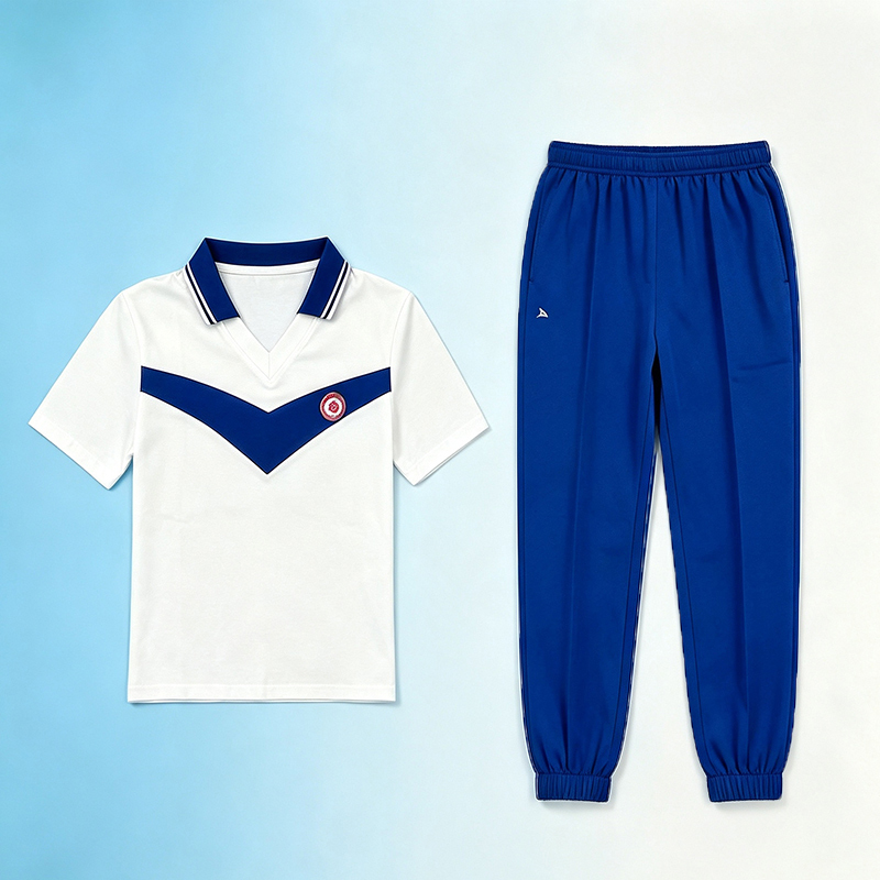 Guangzhou No. 4 Middle School Uniform Short-Sleeved Tops for Summer, Unisex Casual Sports Shorts, School Uniform Long Pants