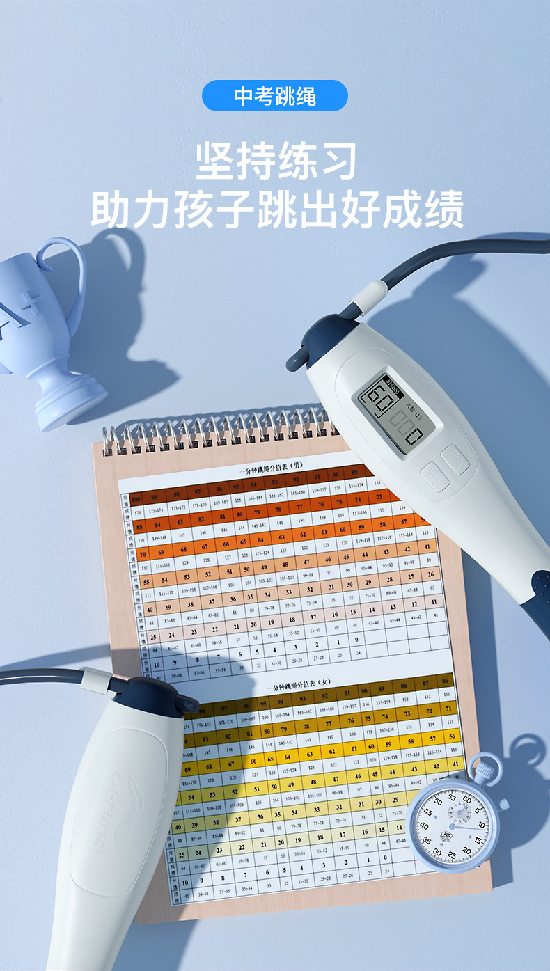 Lining 李宁 LJSQ579 智能电子计时计数跳绳 天猫优惠券折后￥29包邮（￥44-15）4色可选 送收纳袋+螺丝刀+电池